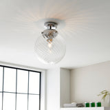 Chrome plate & clear spiral glass