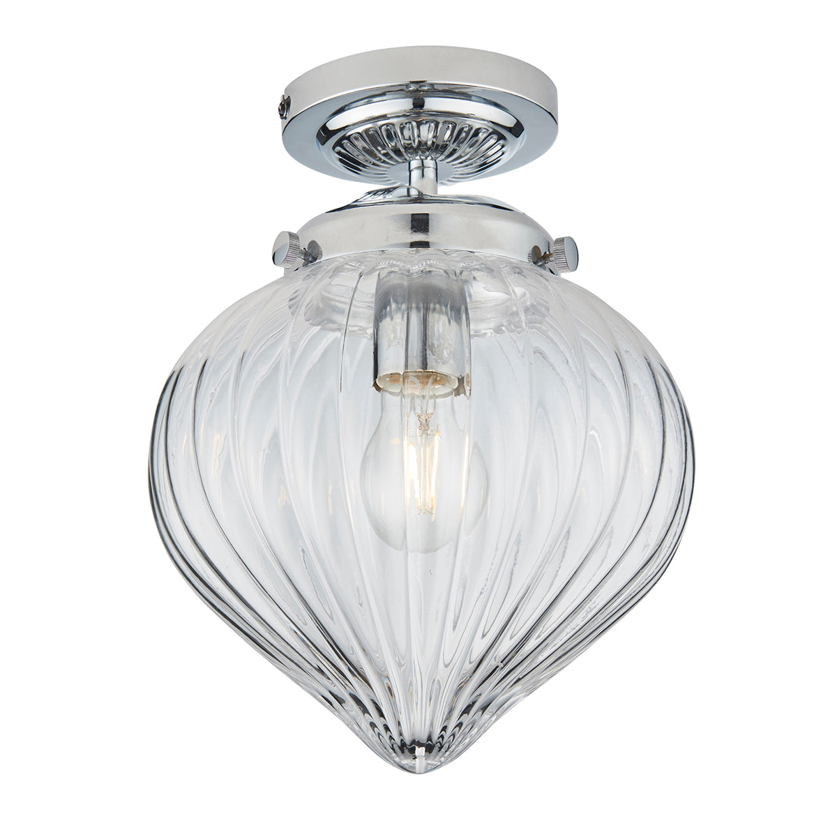 Chrome plate & clear ribbed glass