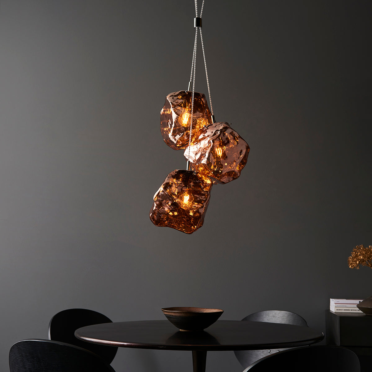 Copper metallic glass & chrome plate