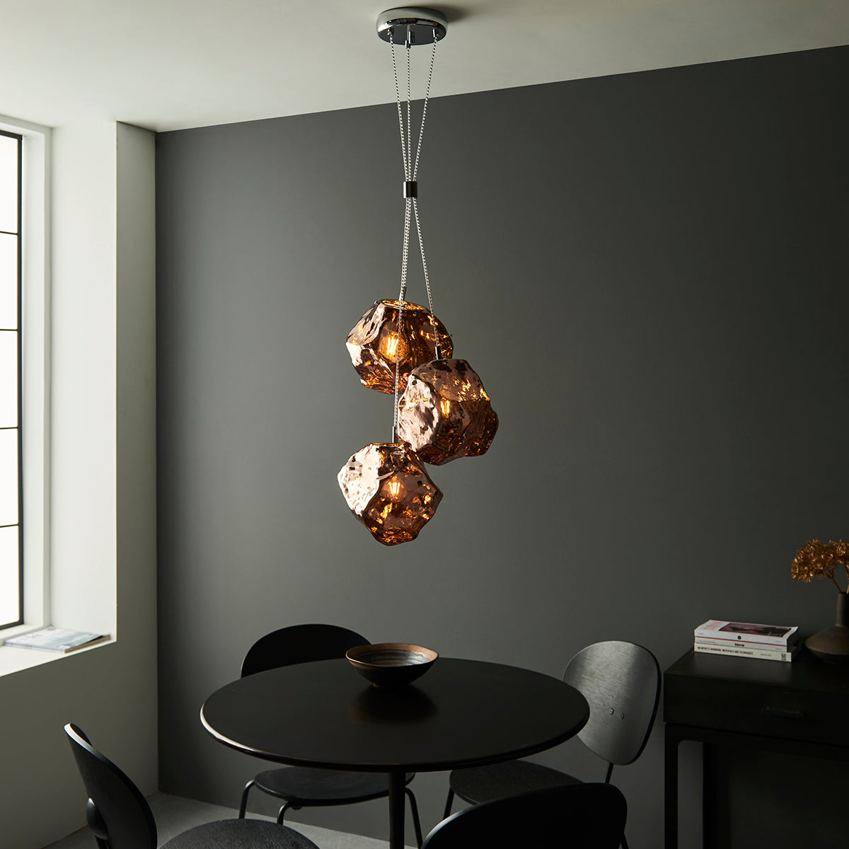 Copper metallic glass & chrome plate
