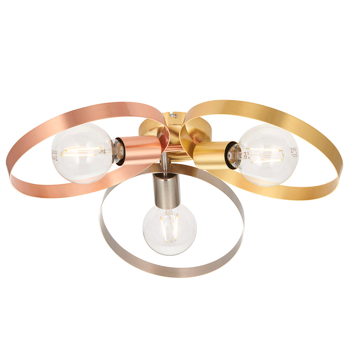 Brushed brass, nickel & copper plate