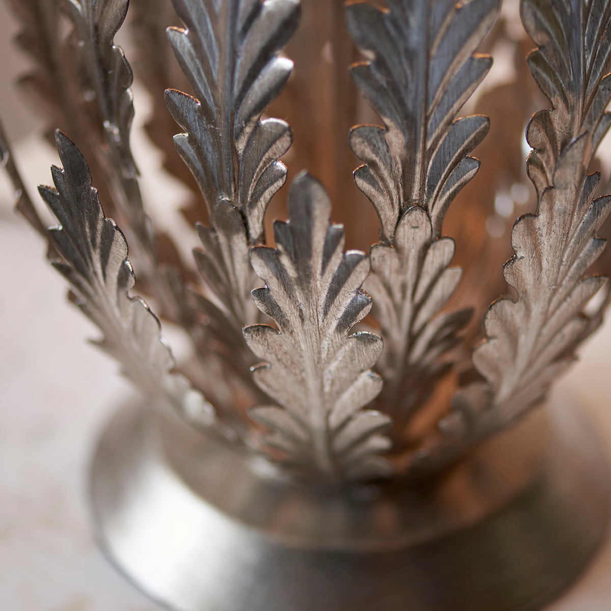 Silver leaf & ivory cotton fabric
