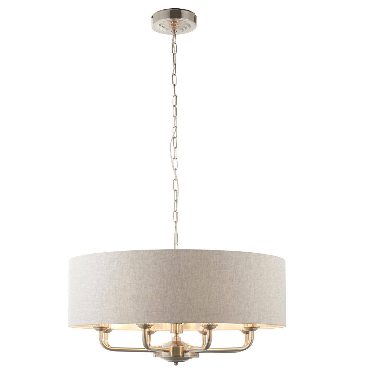 Brushed chrome plate & natural linen