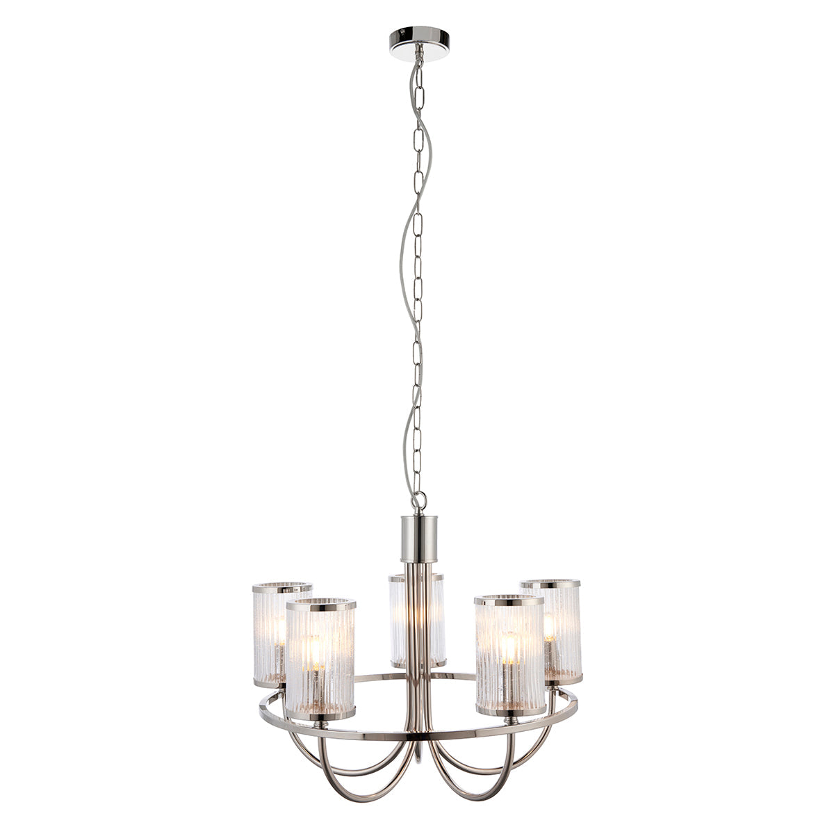 Bright nickel plate & ribbed bubble glass