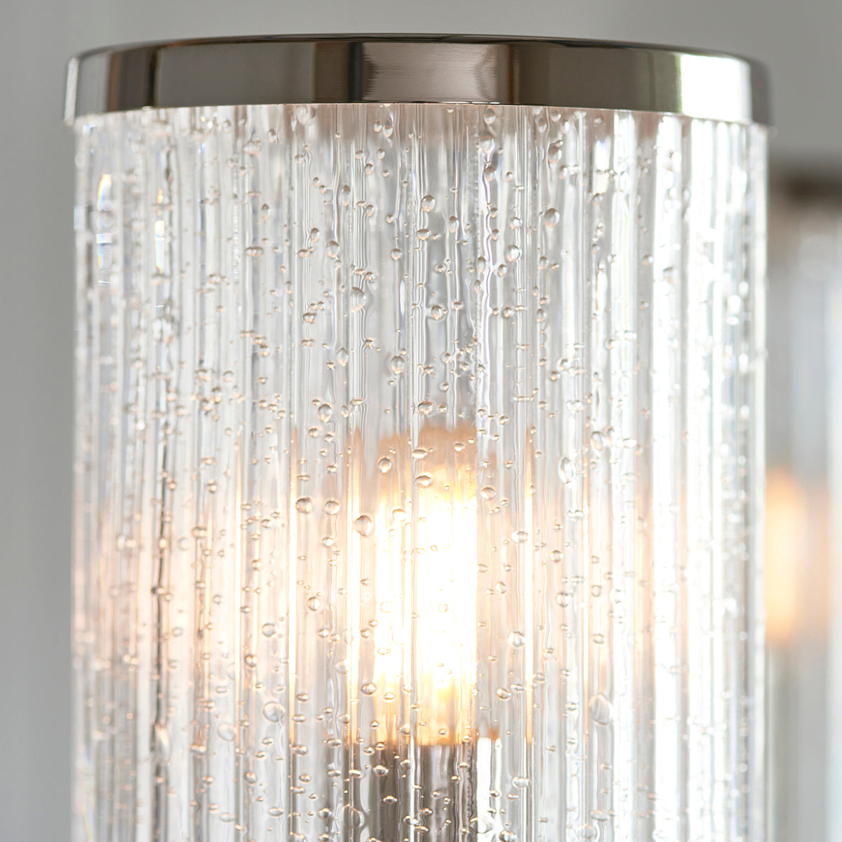 Bright nickel plate & ribbed bubble glass