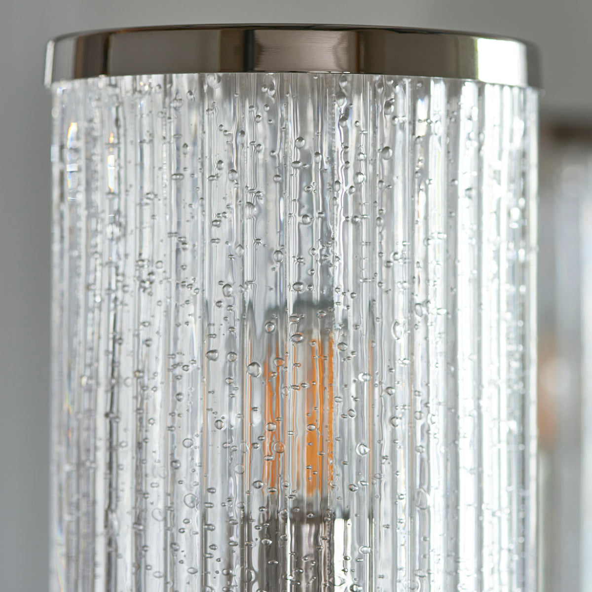 Bright nickel plate & ribbed bubble glass