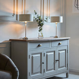 Brushed chrome plate & natural linen