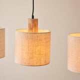 Natural eucalyptus wood, natural linen & matt black