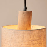 Natural eucalyptus wood, natural linen & matt black