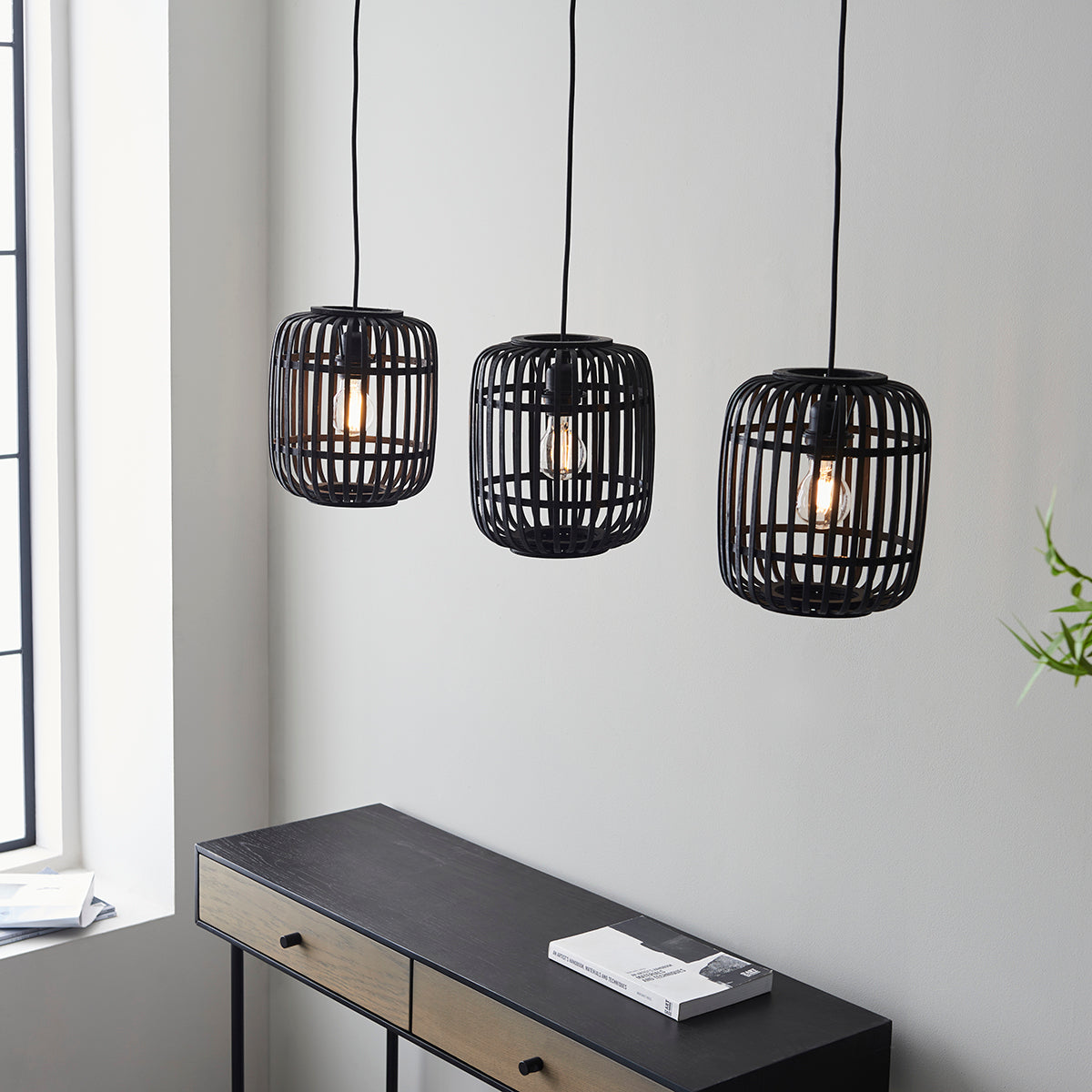 Dark bamboo & plywood with matt black paint