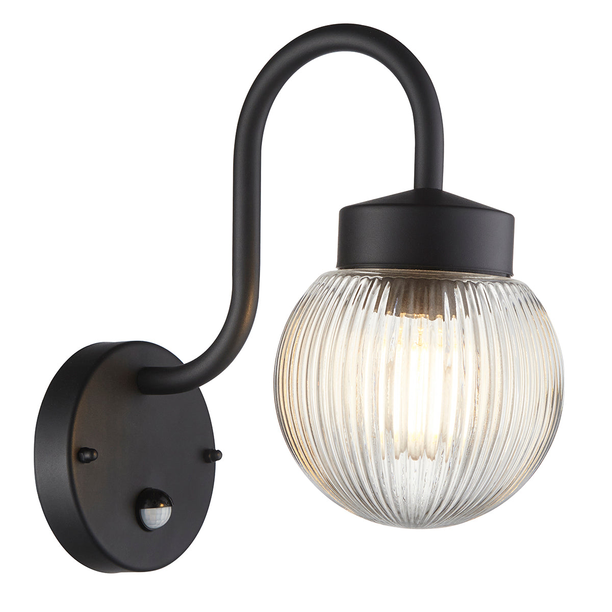 Textured black & clear ribbed glass