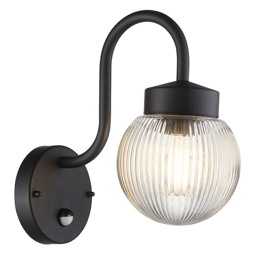 Textured black & clear ribbed glass