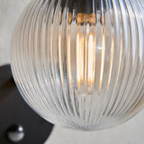 Textured black & clear ribbed glass