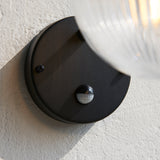 Textured black & clear ribbed glass