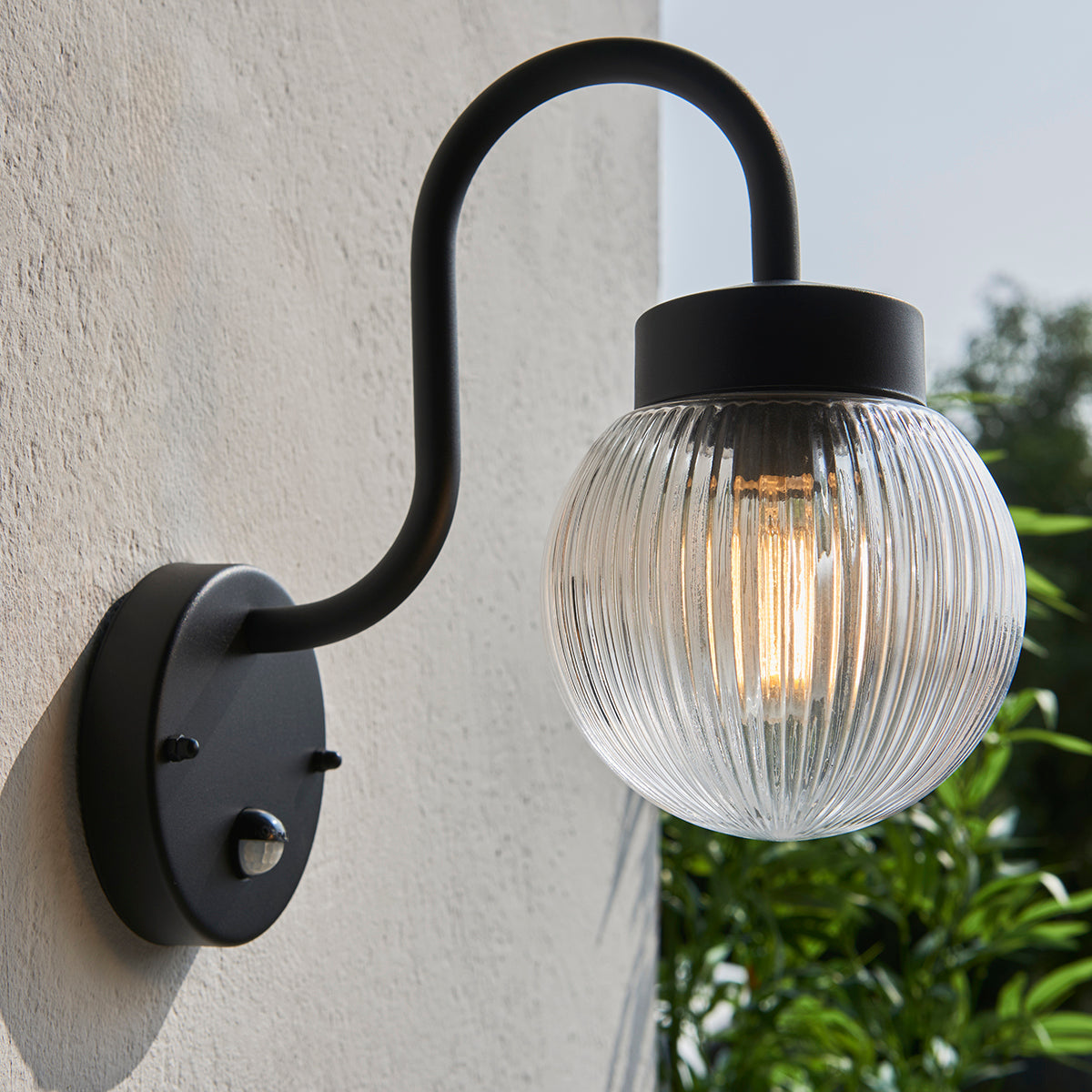 Textured black & clear ribbed glass