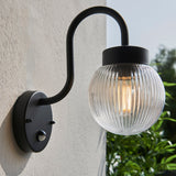 Textured black & clear ribbed glass
