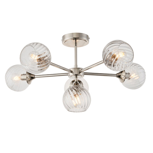 Bright nickel plate & clear spiral glass