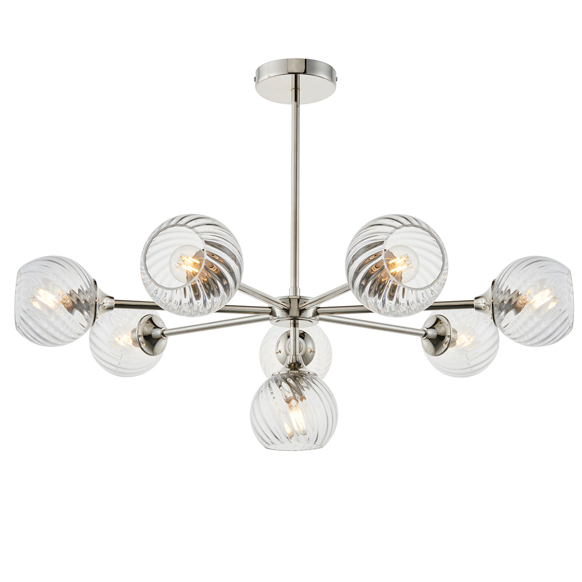 Bright nickel plate & clear spiral glass