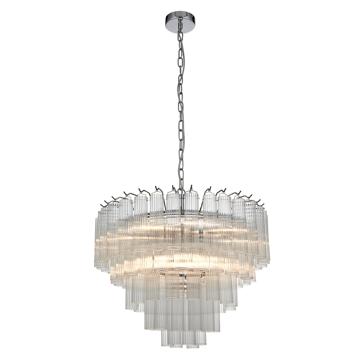 Bright nickel plate & clear ribbed glass