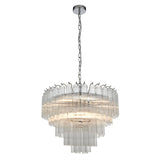 Bright nickel plate & clear ribbed glass