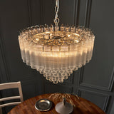 Bright nickel plate & clear ribbed glass