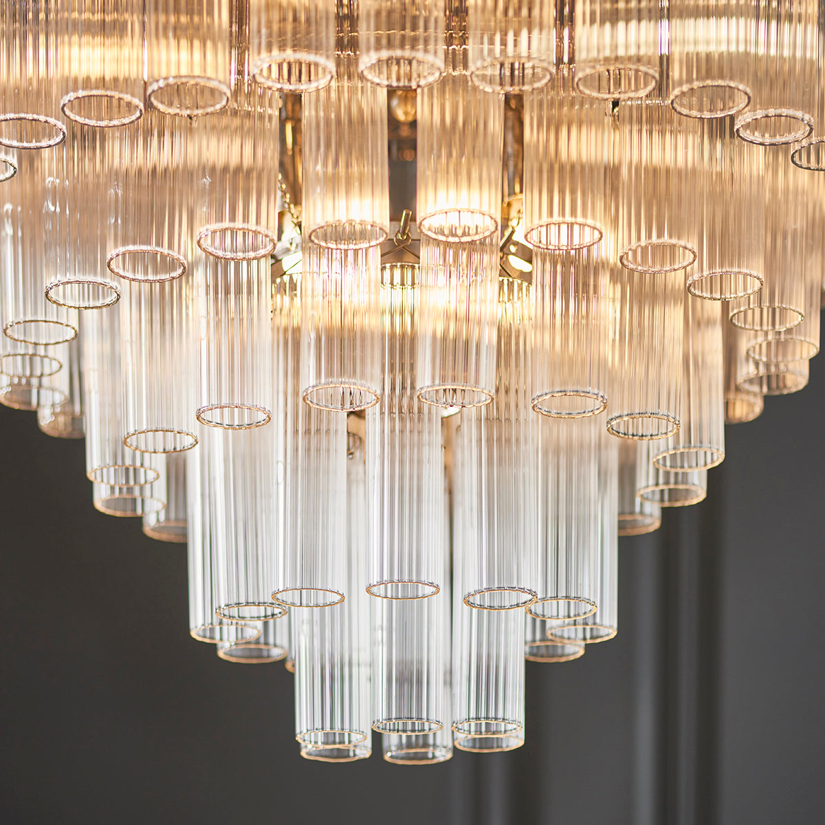 Bright nickel plate & clear ribbed glass