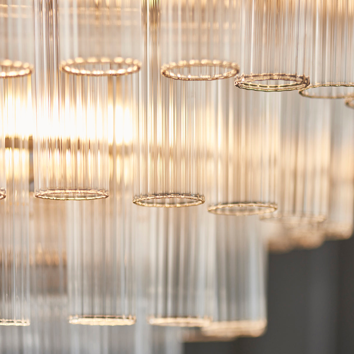 Bright nickel plate & clear ribbed glass