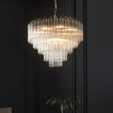 Bright nickel plate & clear ribbed glass