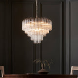 Bright nickel plate & clear ribbed glass