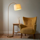 Warm brass plate & natural fabric