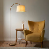 Warm brass plate & natural fabric