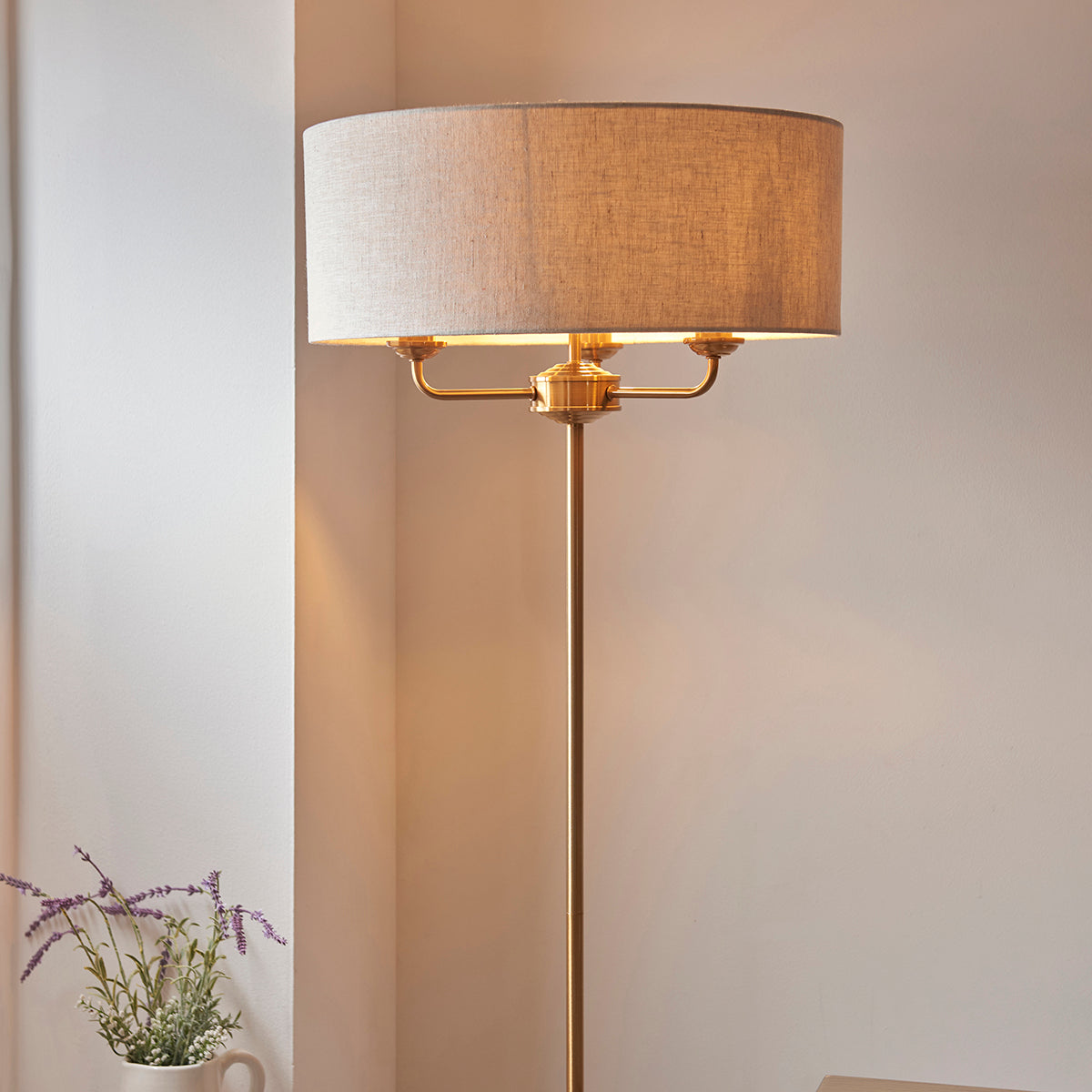 Vintage brass & natural linen