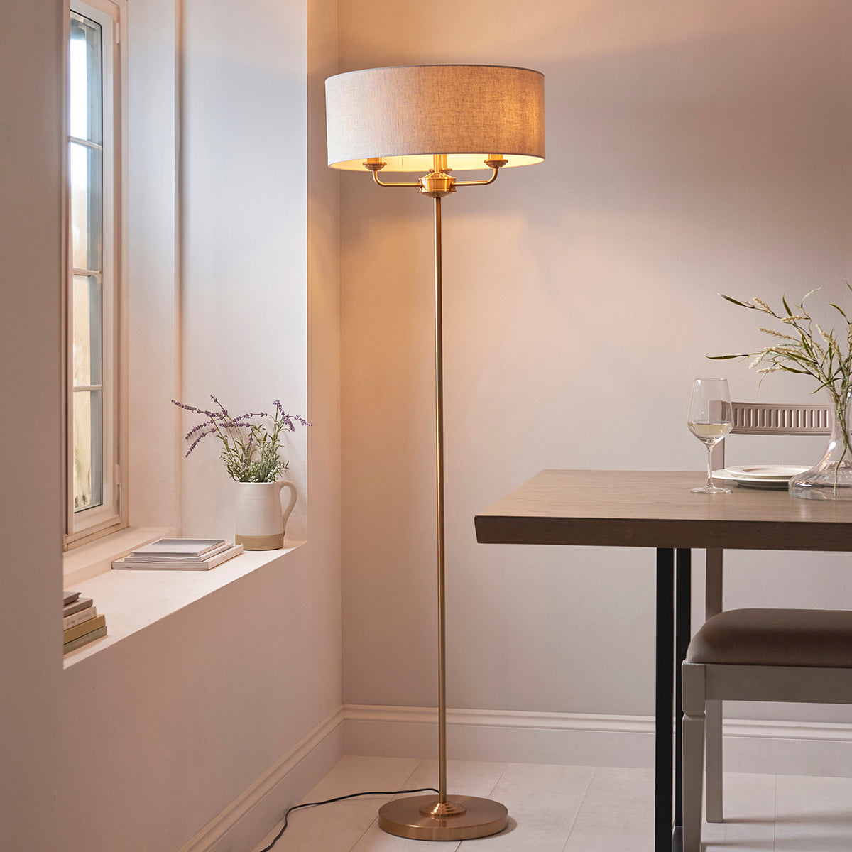 Vintage brass & natural linen