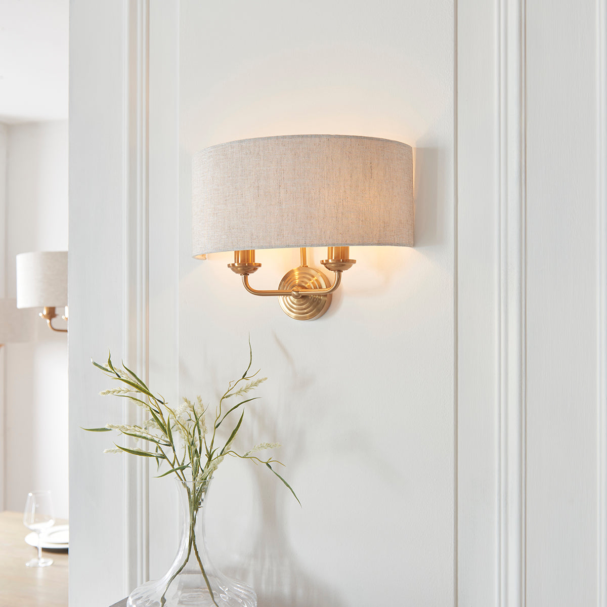 Vintage brass & natural linen