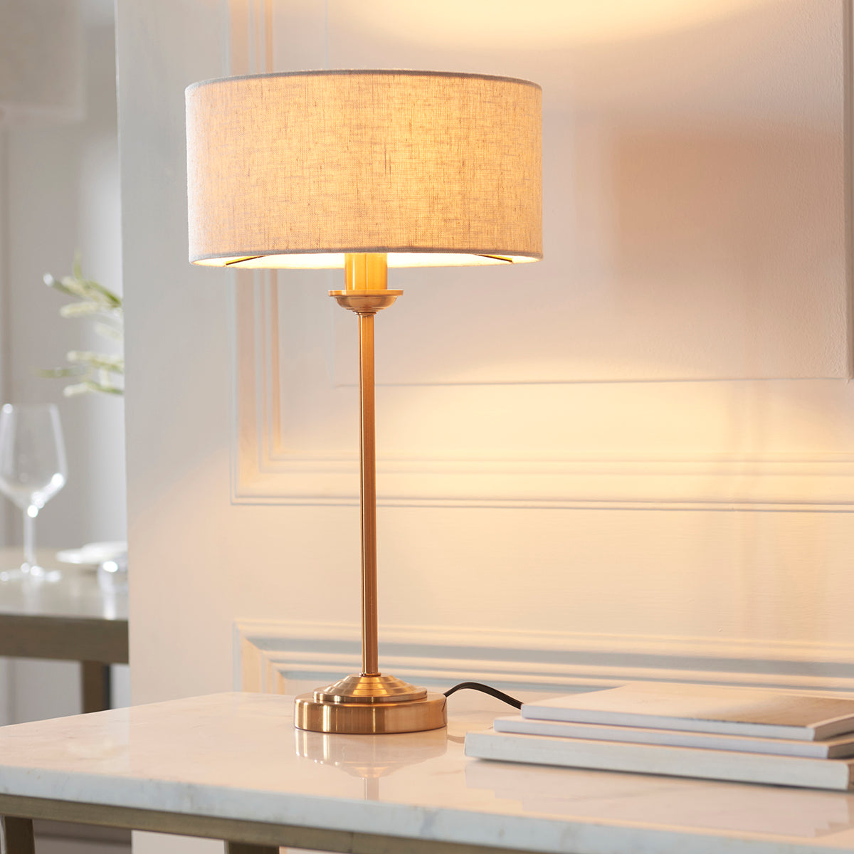 Vintage brass & natural linen