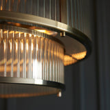 Antique brass plate & clear ribbed glass