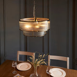 Antique brass plate & clear ribbed glass