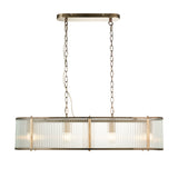 Antique brass plate & clear ribbed glass