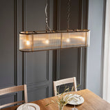 Antique brass plate & clear ribbed glass