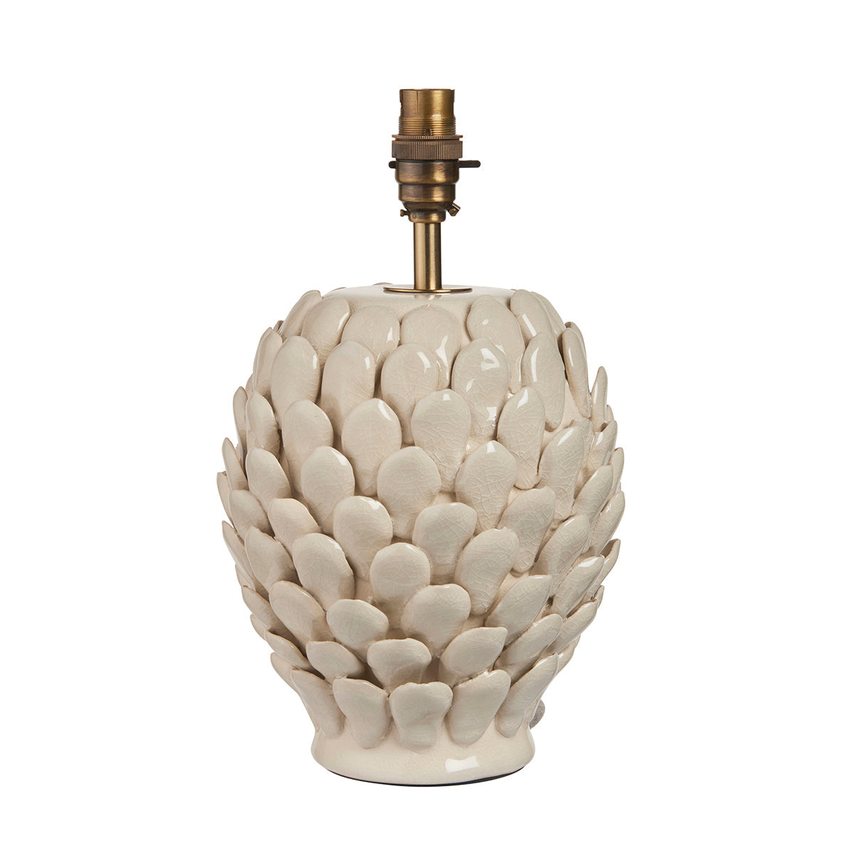 Ivory crackle glaze & brushed aged brass plate