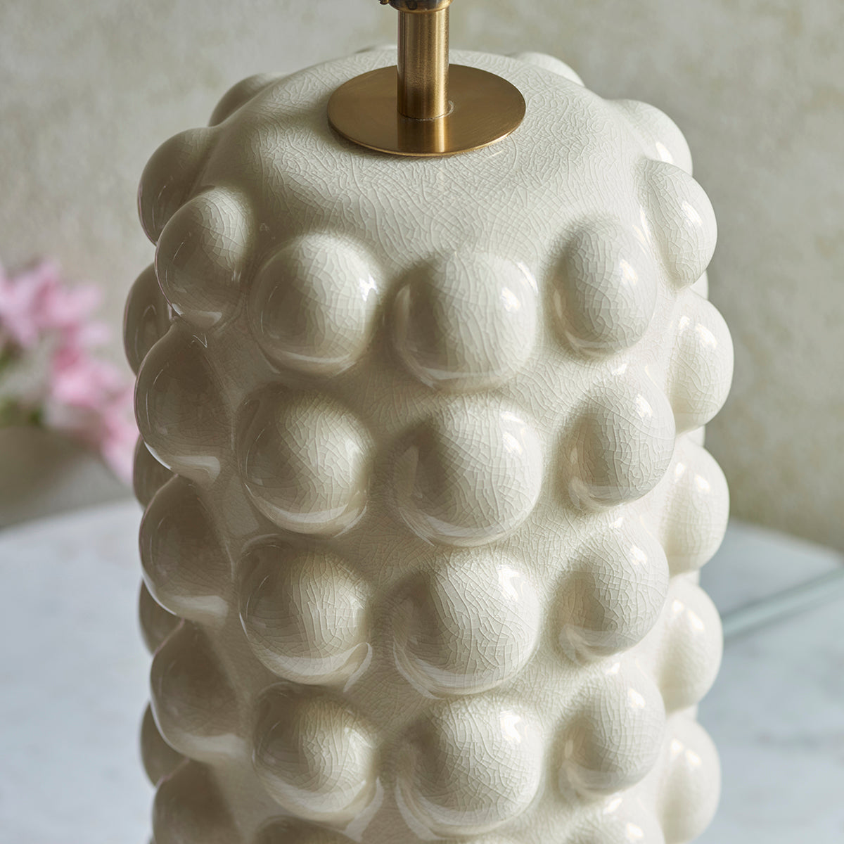 White crackle glaze & brushed aged brass plate
