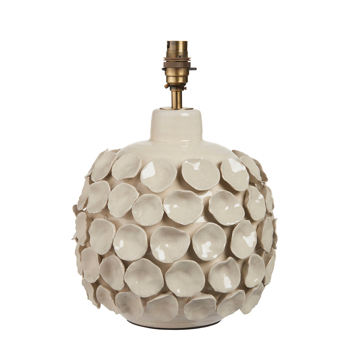Ivory crackle glaze & brushed aged brass plate