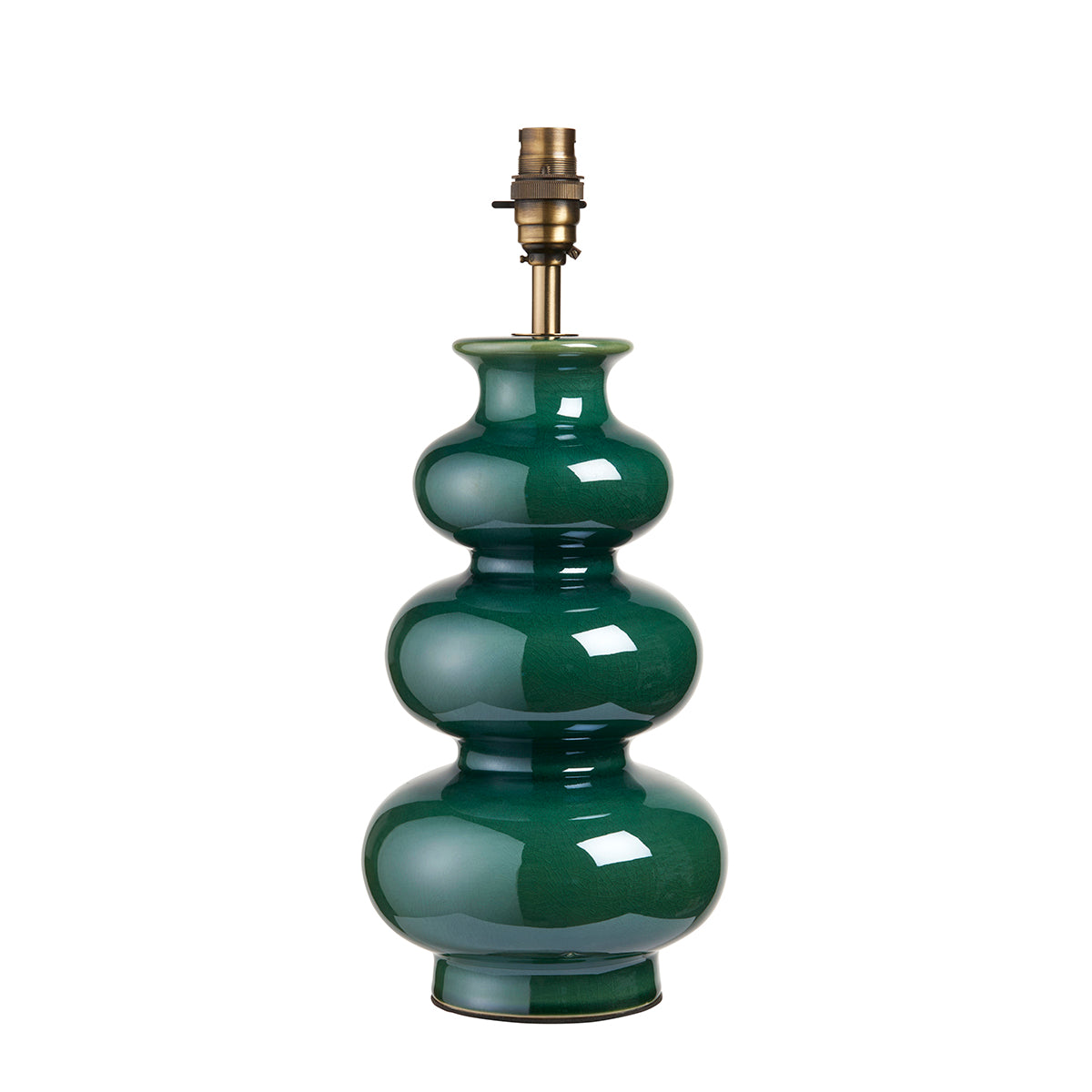 Gloss green reactive glaze & brushed aged brass plate
