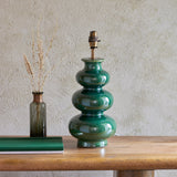Gloss green reactive glaze & brushed aged brass plate