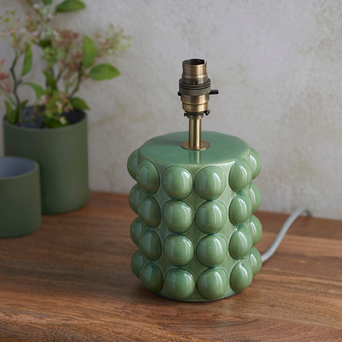 Olive green glaze & brushed aged brass plate