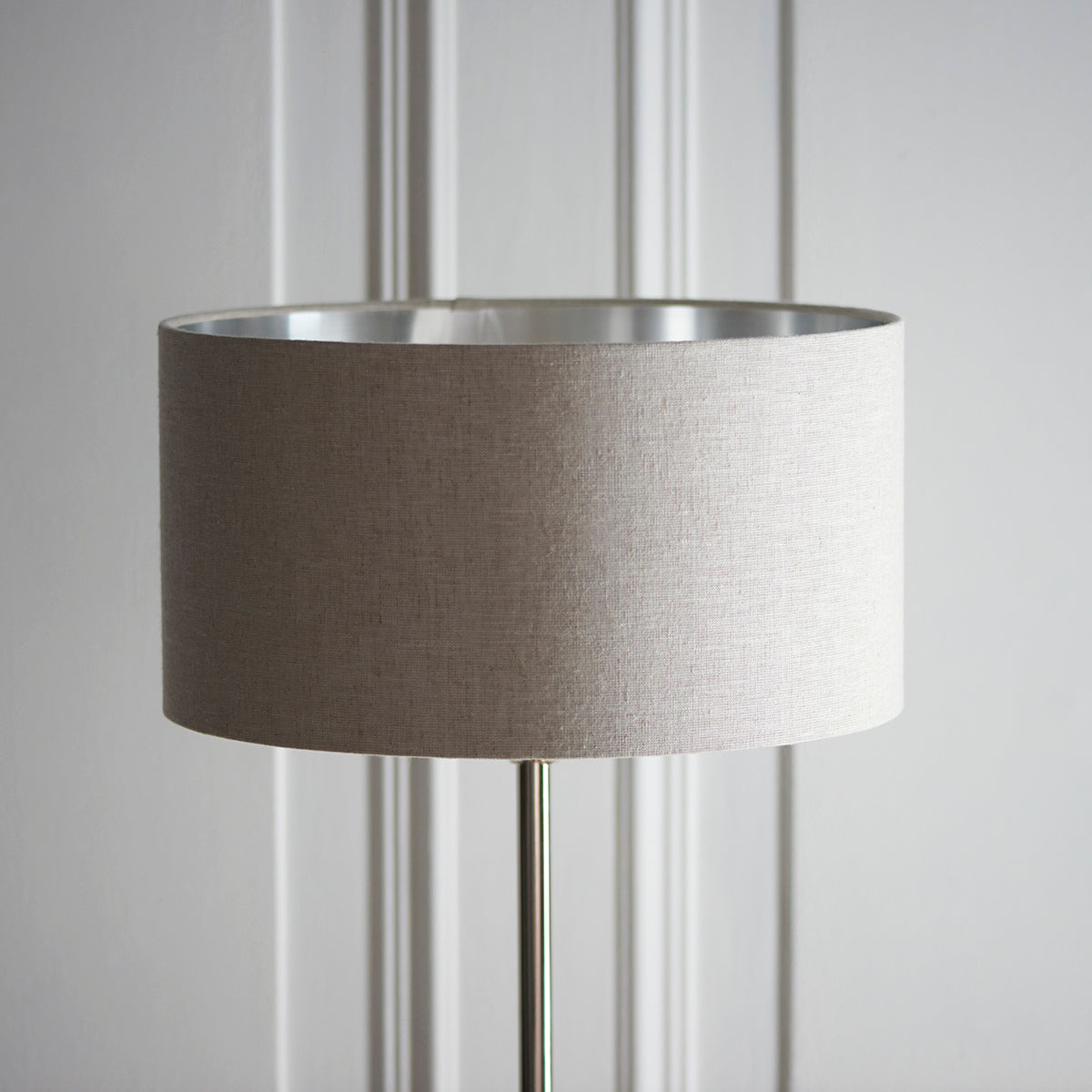 Brushed chrome plate & natural linen