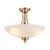 Brushed aged brass plate & white glass