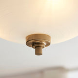Brushed aged brass plate & white glass