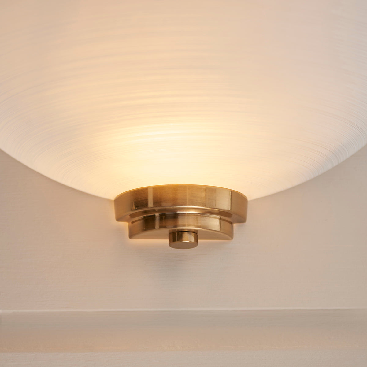 Brushed aged brass plate & white glass