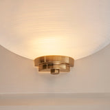 Brushed aged brass plate & white glass